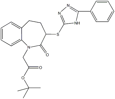 tert-butyl {2-oxo-3-[(5-phenyl-4H-1,2,4-triazol-3-yl)sulfanyl]-2,3,4,5-tetrahydro-1H-1-benzazepin-1-yl}acetate Struktur