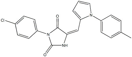 3-(4-chlorophenyl)-5-{[1-(4-methylphenyl)-1H-pyrrol-2-yl]methylene}-2,4-imidazolidinedione Struktur