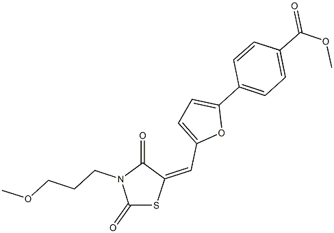 methyl 4-(5-{[3-(3-methoxypropyl)-2,4-dioxo-1,3-thiazolidin-5-ylidene]methyl}-2-furyl)benzoate Struktur