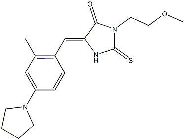 3-(2-methoxyethyl)-5-[2-methyl-4-(1-pyrrolidinyl)benzylidene]-2-thioxo-4-imidazolidinone Struktur