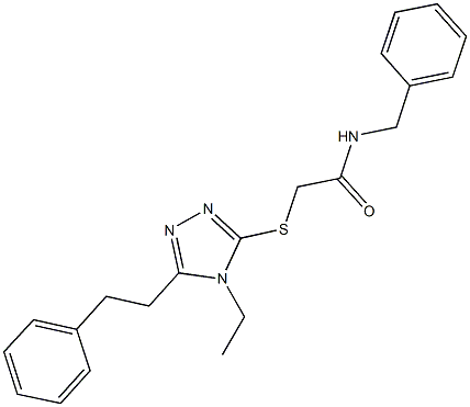 N-benzyl-2-{[4-ethyl-5-(2-phenylethyl)-4H-1,2,4-triazol-3-yl]sulfanyl}acetamide Struktur