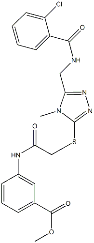 methyl3-({[(5-{[(2-chlorobenzoyl)amino]methyl}-4-methyl-4H-1,2,4-triazol-3-yl)thio]acetyl}amino)benzoate Struktur