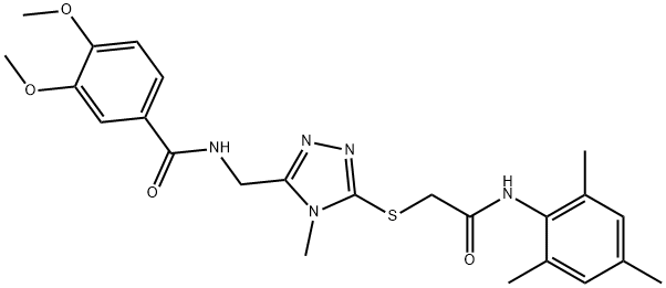 N-[(5-{[2-(mesitylamino)-2-oxoethyl]sulfanyl}-4-methyl-4H-1,2,4-triazol-3-yl)methyl]-3,4-dimethoxybenzamide Struktur