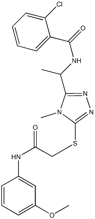 2-chloro-N-[1-(5-{[2-(3-methoxyanilino)-2-oxoethyl]thio}-4-methyl-4H-1,2,4-triazol-3-yl)ethyl]benzamide Struktur