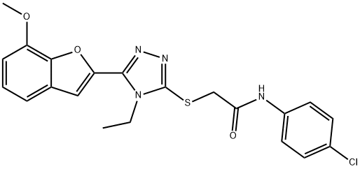 N-(4-chlorophenyl)-2-{[4-ethyl-5-(7-methoxy-1-benzofuran-2-yl)-4H-1,2,4-triazol-3-yl]sulfanyl}acetamide Struktur