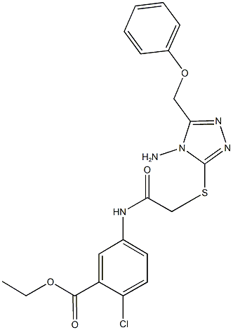 ethyl5-[({[4-amino-5-(phenoxymethyl)-4H-1,2,4-triazol-3-yl]thio}acetyl)amino]-2-chlorobenzoate Struktur