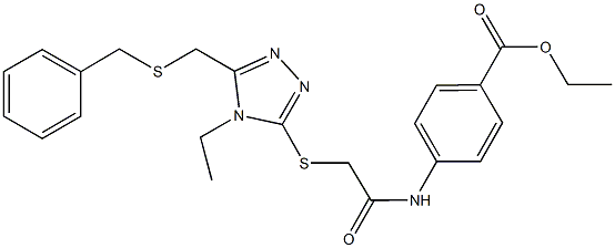 ethyl 4-{[({5-[(benzylsulfanyl)methyl]-4-ethyl-4H-1,2,4-triazol-3-yl}sulfanyl)acetyl]amino}benzoate Struktur