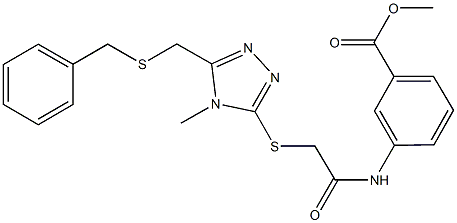 methyl 3-{[({5-[(benzylsulfanyl)methyl]-4-methyl-4H-1,2,4-triazol-3-yl}sulfanyl)acetyl]amino}benzoate Struktur