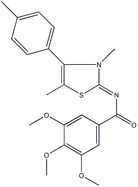 N-(3,5-dimethyl-4-(4-methylphenyl)-1,3-thiazol-2(3H)-ylidene)-3,4,5-trimethoxybenzamide Struktur