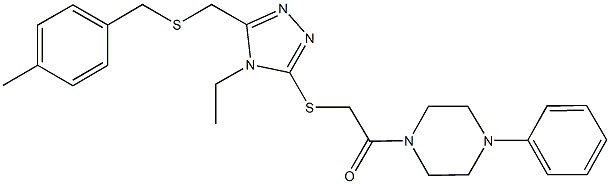 1-{[(4-ethyl-5-{[(4-methylbenzyl)sulfanyl]methyl}-4H-1,2,4-triazol-3-yl)sulfanyl]acetyl}-4-phenylpiperazine Struktur