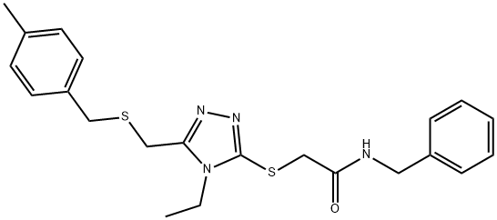 N-benzyl-2-[(4-ethyl-5-{[(4-methylbenzyl)sulfanyl]methyl}-4H-1,2,4-triazol-3-yl)sulfanyl]acetamide Struktur