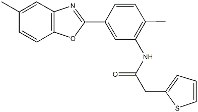 N-[2-methyl-5-(5-methyl-1,3-benzoxazol-2-yl)phenyl]-2-(2-thienyl)acetamide Struktur