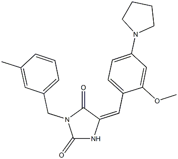 5-[2-methoxy-4-(1-pyrrolidinyl)benzylidene]-3-(3-methylbenzyl)-2,4-imidazolidinedione Struktur