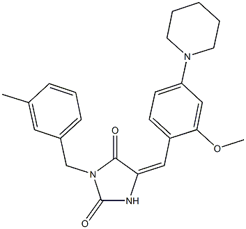 5-[2-methoxy-4-(1-piperidinyl)benzylidene]-3-(3-methylbenzyl)-2,4-imidazolidinedione Struktur