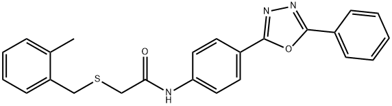 2-[(2-methylbenzyl)sulfanyl]-N-[4-(5-phenyl-1,3,4-oxadiazol-2-yl)phenyl]acetamide Struktur