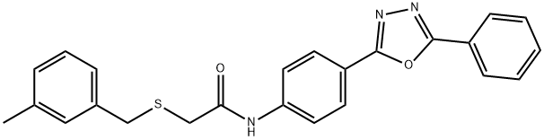 2-[(3-methylbenzyl)sulfanyl]-N-[4-(5-phenyl-1,3,4-oxadiazol-2-yl)phenyl]acetamide Struktur