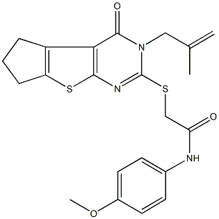 N-(4-methoxyphenyl)-2-{[3-(2-methyl-2-propenyl)-4-oxo-3,5,6,7-tetrahydro-4H-cyclopenta[4,5]thieno[2,3-d]pyrimidin-2-yl]thio}acetamide Struktur