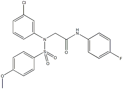 2-{3-chloro[(4-methoxyphenyl)sulfonyl]anilino}-N-(4-fluorophenyl)acetamide Struktur