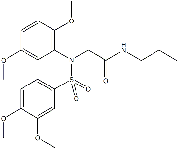 2-{[(3,4-dimethoxyphenyl)sulfonyl]-2,5-dimethoxyanilino}-N-propylacetamide Struktur