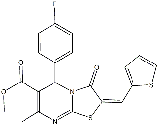 methyl 5-(4-fluorophenyl)-7-methyl-3-oxo-2-(2-thienylmethylene)-2,3-dihydro-5H-[1,3]thiazolo[3,2-a]pyrimidine-6-carboxylate Struktur