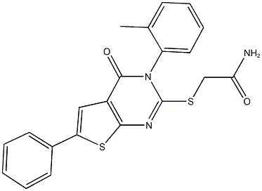 2-{[3-(2-methylphenyl)-4-oxo-6-phenyl-3,4-dihydrothieno[2,3-d]pyrimidin-2-yl]sulfanyl}acetamide Struktur