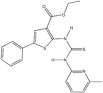 ethyl 2-({[(6-methyl-2-pyridinyl)amino]carbothioyl}amino)-5-phenyl-3-thiophenecarboxylate Struktur