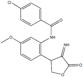 4-chloro-N-[2-(4-imino-5-oxotetrahydro-3-furanyl)-5-methoxyphenyl]benzamide Struktur