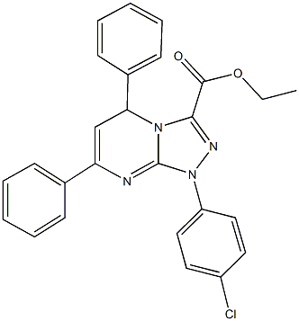 ethyl 1-(4-chlorophenyl)-5,7-diphenyl-1,5-dihydro[1,2,4]triazolo[4,3-a]pyrimidine-3-carboxylate Struktur