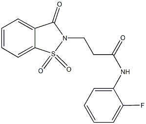 3-(1,1-dioxido-3-oxo-1,2-benzisothiazol-2(3H)-yl)-N-(2-fluorophenyl)propanamide Struktur