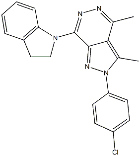 2-(4-chlorophenyl)-7-(2,3-dihydro-1H-indol-1-yl)-3,4-dimethyl-2H-pyrazolo[3,4-d]pyridazine Struktur