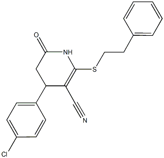 4-(4-chlorophenyl)-6-oxo-2-[(2-phenylethyl)sulfanyl]-1,4,5,6-tetrahydro-3-pyridinecarbonitrile Struktur