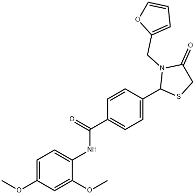 N-(2,4-dimethoxyphenyl)-4-[3-(2-furylmethyl)-4-oxo-1,3-thiazolidin-2-yl]benzamide Struktur