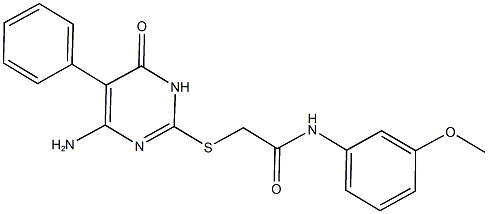 2-[(4-amino-6-oxo-5-phenyl-1,6-dihydro-2-pyrimidinyl)sulfanyl]-N-(3-methoxyphenyl)acetamide Struktur