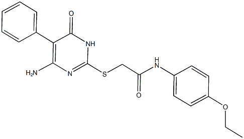 2-[(4-amino-6-oxo-5-phenyl-1,6-dihydro-2-pyrimidinyl)sulfanyl]-N-(4-ethoxyphenyl)acetamide Struktur