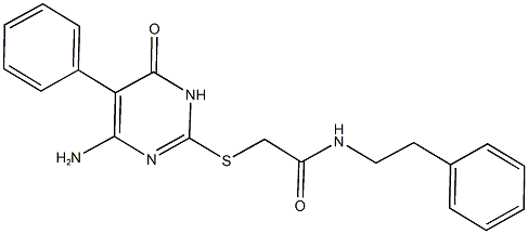 2-[(4-amino-6-oxo-5-phenyl-1,6-dihydro-2-pyrimidinyl)sulfanyl]-N-(2-phenylethyl)acetamide Struktur