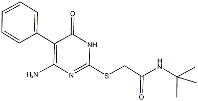 2-[(4-amino-6-oxo-5-phenyl-1,6-dihydro-2-pyrimidinyl)sulfanyl]-N-(tert-butyl)acetamide Struktur