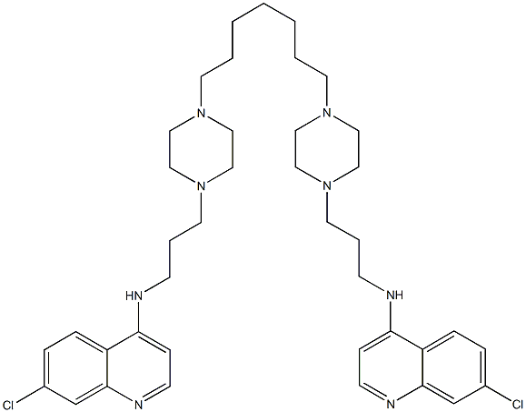 7-chloro-N-(3-{4-[7-(4-{3-[(7-chloro-4-quinolinyl)amino]propyl}-1-piperazinyl)heptyl]-1-piperazinyl}propyl)-4-quinolinamine Struktur