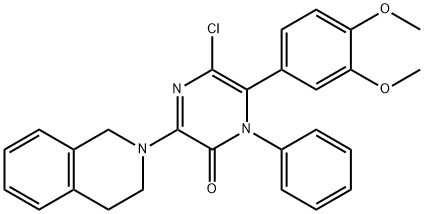 5-chloro-3-(3,4-dihydro-2(1H)-isoquinolinyl)-6-(3,4-dimethoxyphenyl)-1-phenyl-2(1H)-pyrazinone Struktur