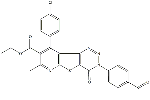 ethyl 3-(4-acetylphenyl)-9-(4-chlorophenyl)-7-methyl-4-oxo-3,4-dihydropyrido[3',2':4,5]thieno[3,2-d][1,2,3]triazine-8-carboxylate Struktur