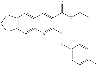 ethyl6-[(4-methoxyphenoxy)methyl][1,3]dioxolo[4,5-g]quinoline-7-carboxylate Struktur