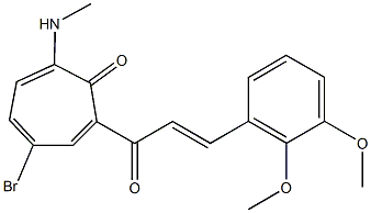 4-bromo-2-[3-(2,3-dimethoxyphenyl)acryloyl]-7-(methylamino)-2,4,6-cycloheptatrien-1-one Struktur