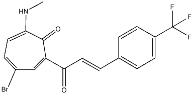 4-bromo-7-(methylamino)-2-{3-[4-(trifluoromethyl)phenyl]acryloyl}-2,4,6-cycloheptatrien-1-one Struktur