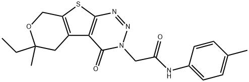 2-(6-ethyl-6-methyl-4-oxo-5,8-dihydro-4H-pyrano[4',3':4,5]thieno[2,3-d][1,2,3]triazin-3(6H)-yl)-N-(4-methylphenyl)acetamide Struktur