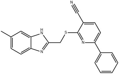 2-{[(5-methyl-1H-benzimidazol-2-yl)methyl]sulfanyl}-6-phenylnicotinonitrile Struktur