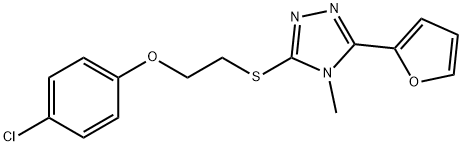 3-{[2-(4-chlorophenoxy)ethyl]sulfanyl}-5-(2-furyl)-4-methyl-4H-1,2,4-triazole Struktur