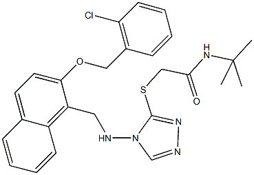 N-(tert-butyl)-2-({4-[({2-[(2-chlorobenzyl)oxy]-1-naphthyl}methyl)amino]-4H-1,2,4-triazol-3-yl}sulfanyl)acetamide Struktur