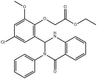 ethyl [4-chloro-2-methoxy-6-(4-oxo-3-phenyl-1,2,3,4-tetrahydro-2-quinazolinyl)phenoxy]acetate Struktur