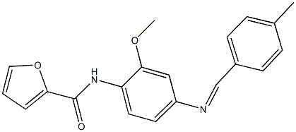 N-{2-methoxy-4-[(4-methylbenzylidene)amino]phenyl}-2-furamide Struktur