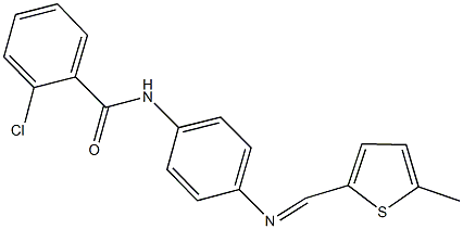 2-chloro-N-(4-{[(5-methyl-2-thienyl)methylene]amino}phenyl)benzamide Struktur