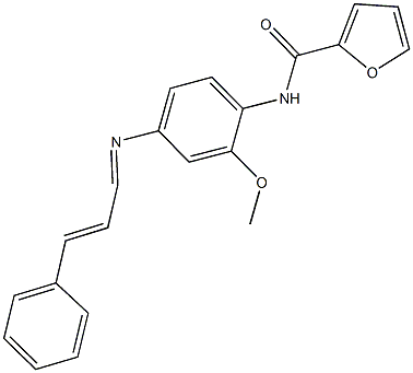 N-{2-methoxy-4-[(3-phenyl-2-propenylidene)amino]phenyl}-2-furamide Struktur